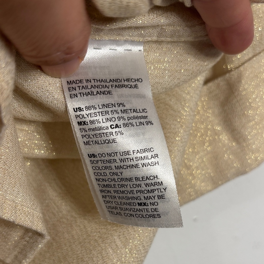Chico's Light Beige with Gold Shimmer Button-Front Top - Picture 5 of 5